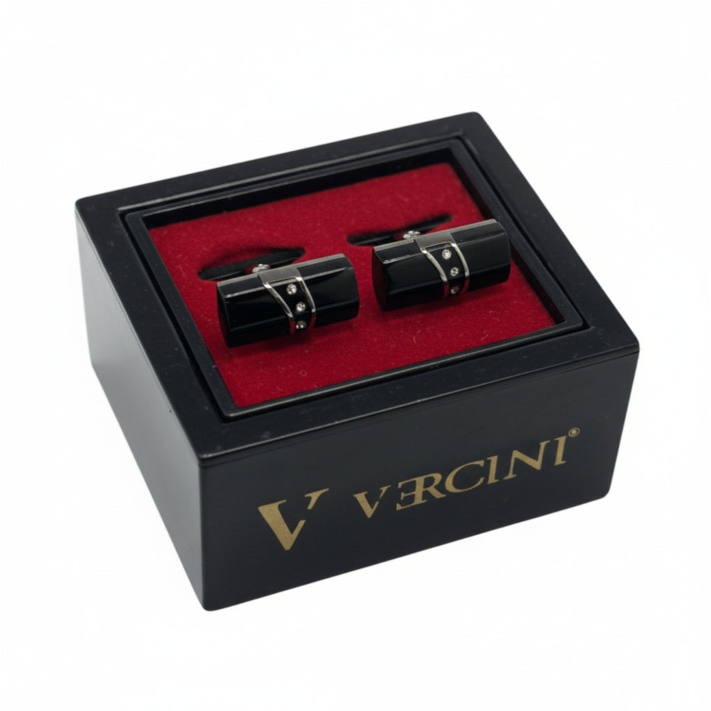 Vercini Luxury Black Barrel Cufflinks