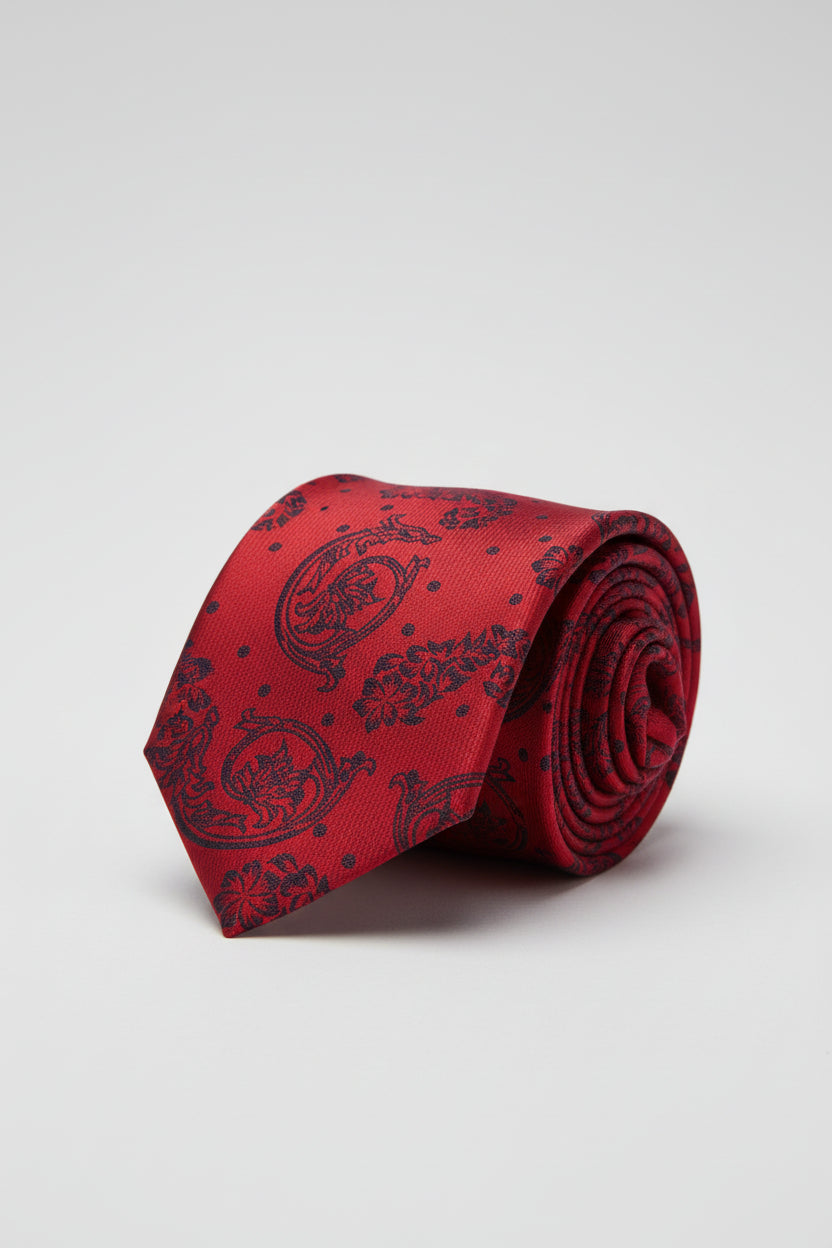 Paisley Tie with Pocket Square Set - Men's Formal Necktie