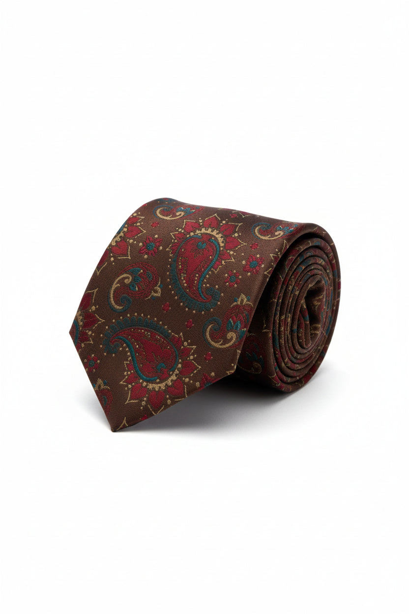 Burgundy Celestial Tie with Pocket Square Set - Moon & Stars Necktie