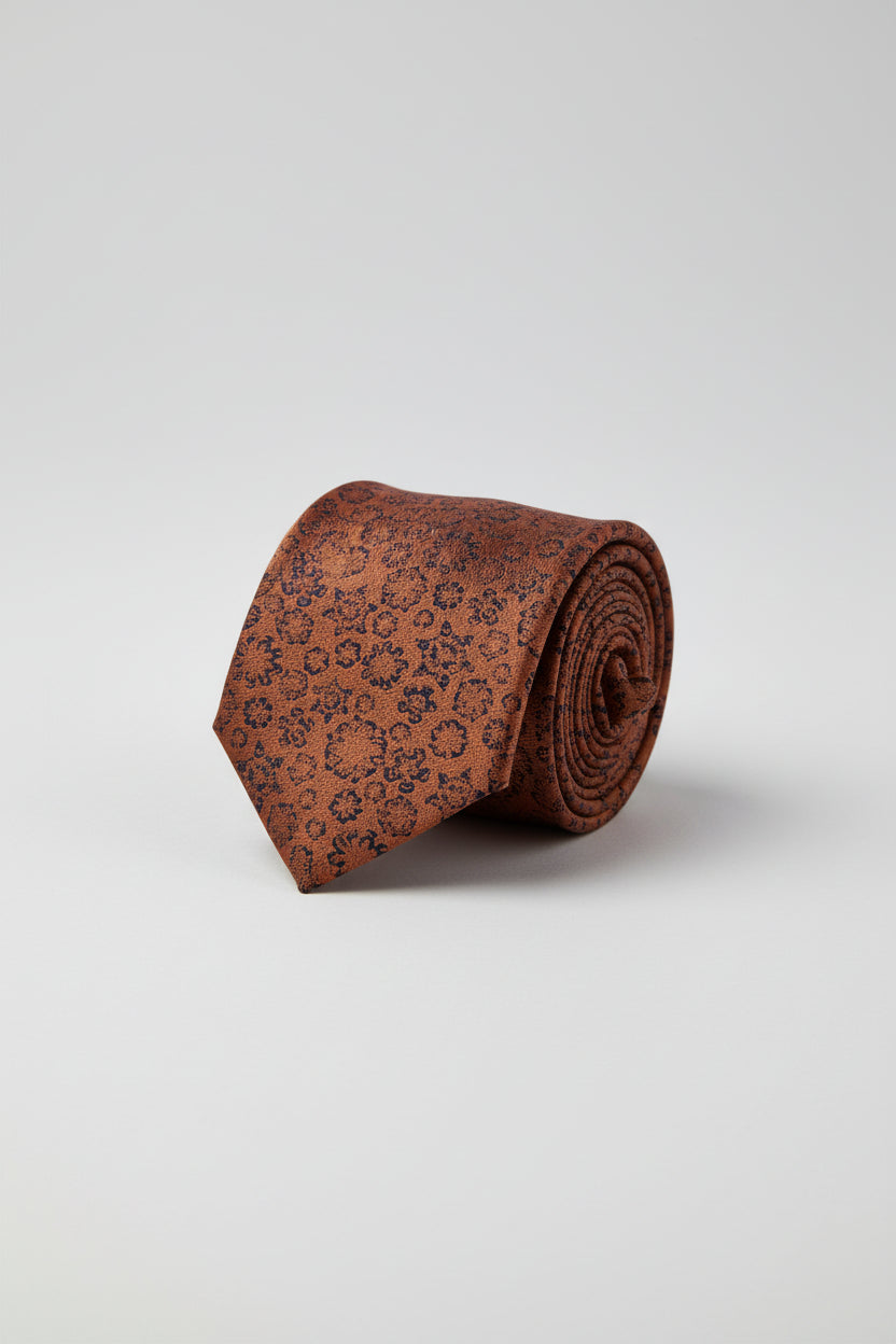 Bronze Floral Micro-Pattern Tie | Luxury Men's Formal Neckwear | Vercini