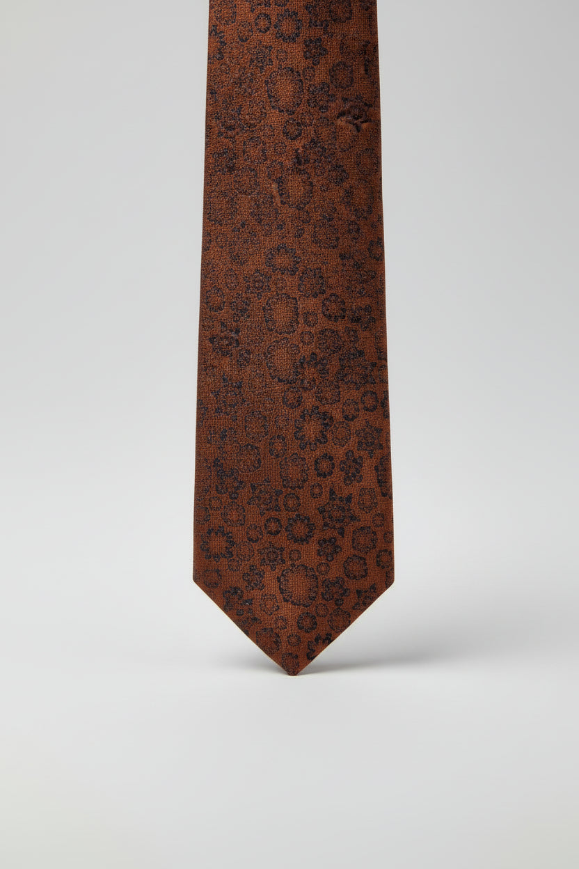 Bronze Floral Micro-Pattern Tie | Luxury Men's Formal Neckwear | Vercini