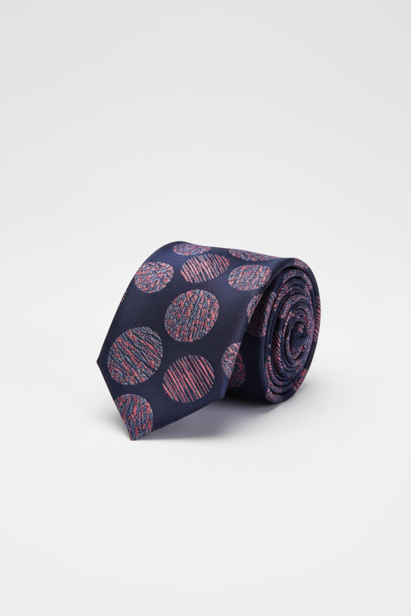 Men s Navy Blue/ pink circle Vercini tie