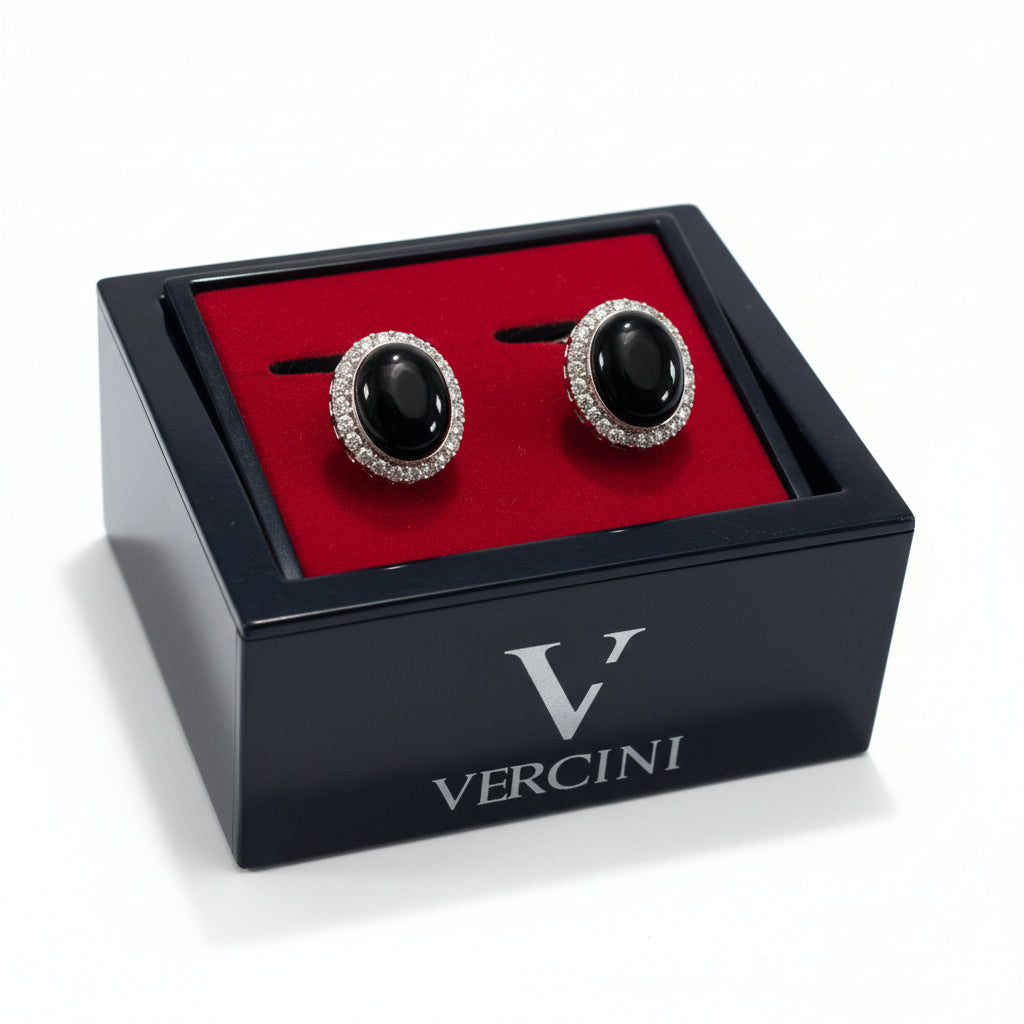 Vercini Luxury Cufflinks - Black Onyx Silver