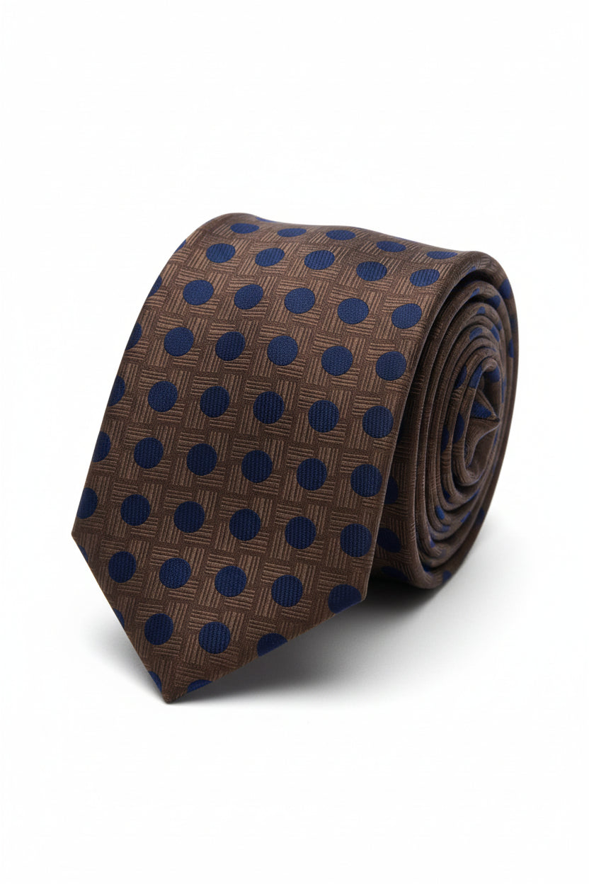 Brown Polka Dot Tie | Classic Pattern Necktie | Vercini