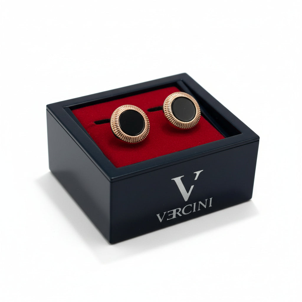 Premium Gold-Tone Cufflinks with Black Onyx Center