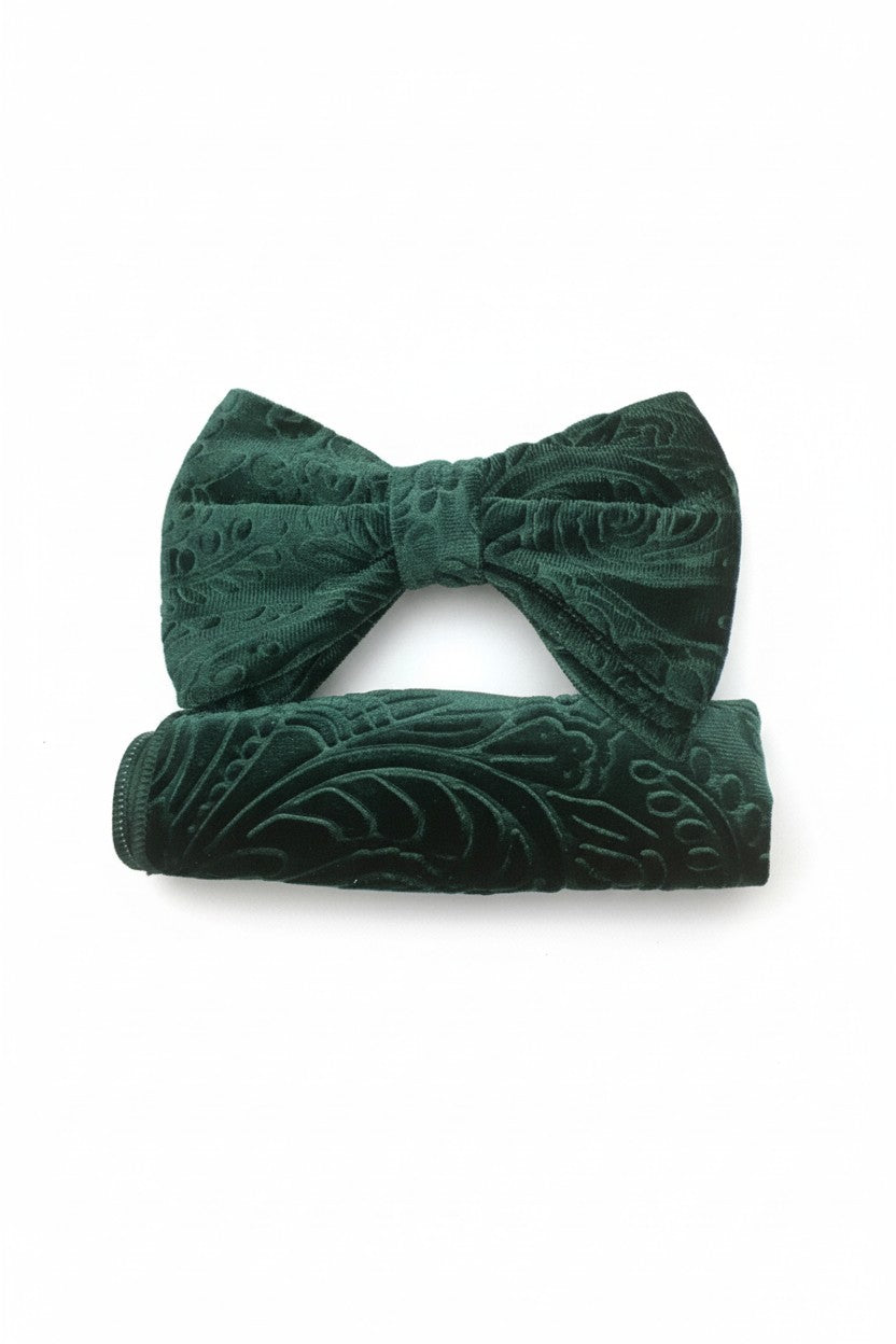 Emerald Velvet Bow Tie Set