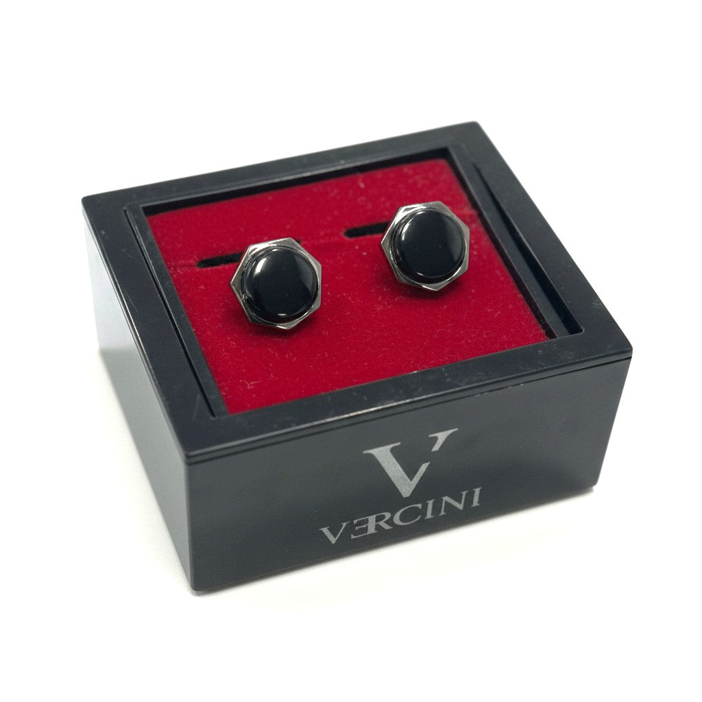 Vercini Hexagonal Onyx-Style Cufflinks