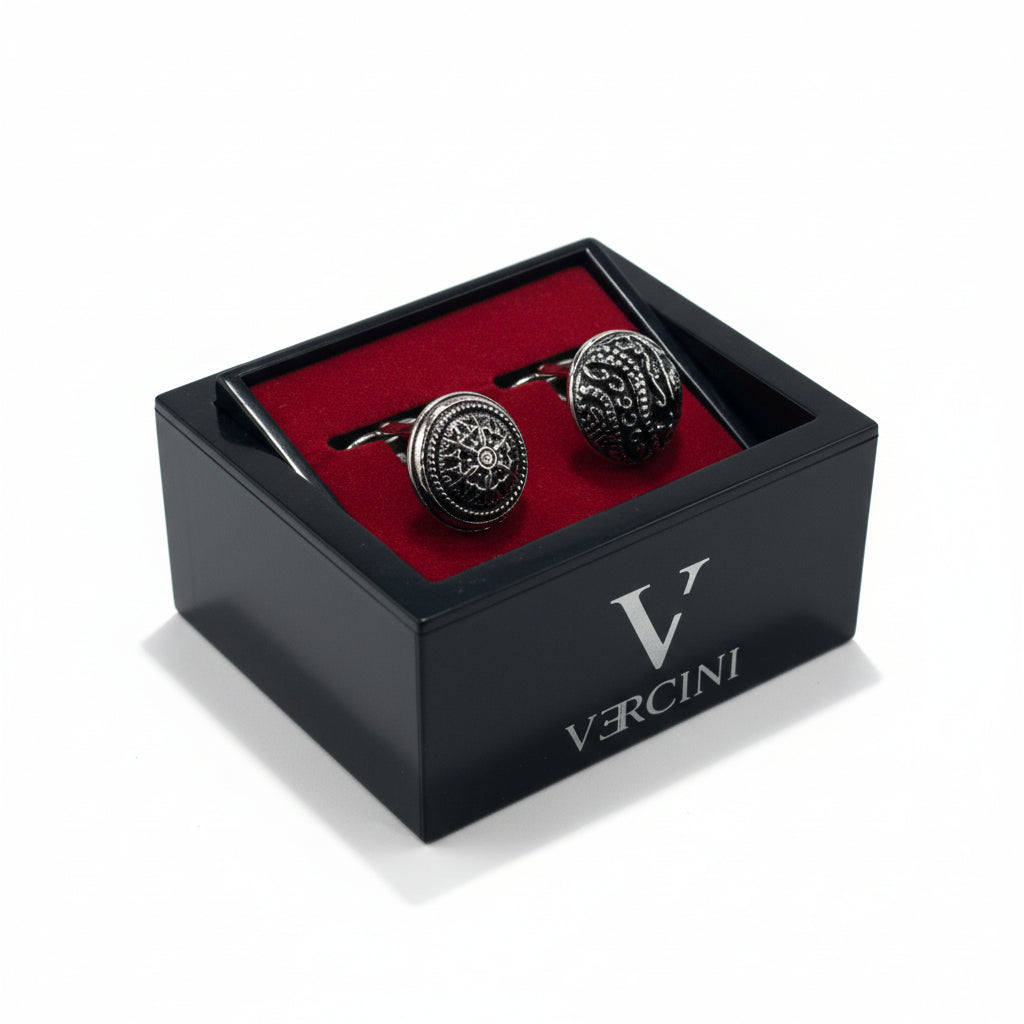 Vercini Ornate Silver Cufflinks
