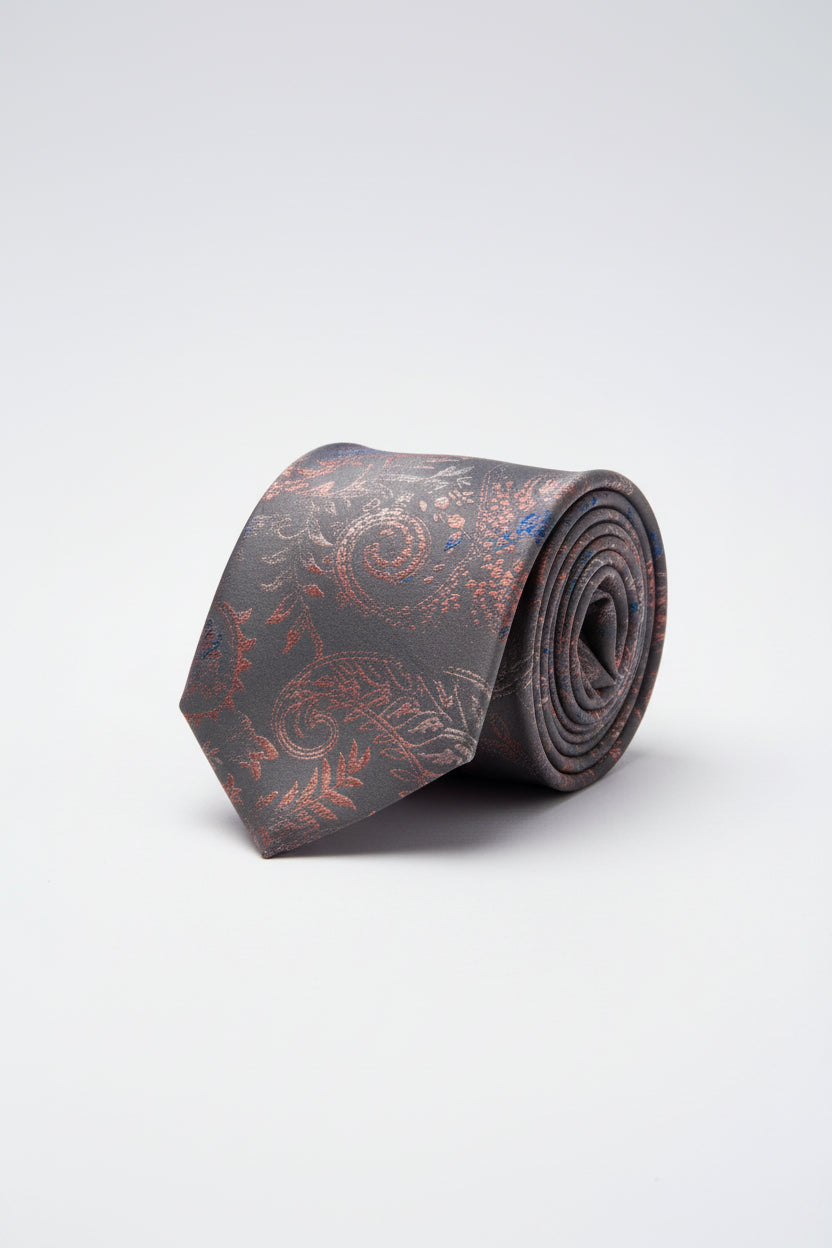 Paisley Silk Tie with Multicolor Embroidery