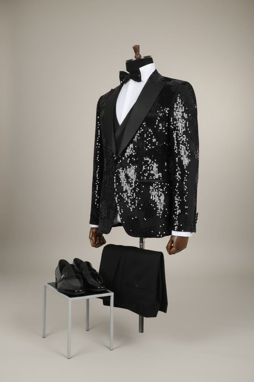 Black Tuxedo with Vest - Classic Formal Suit