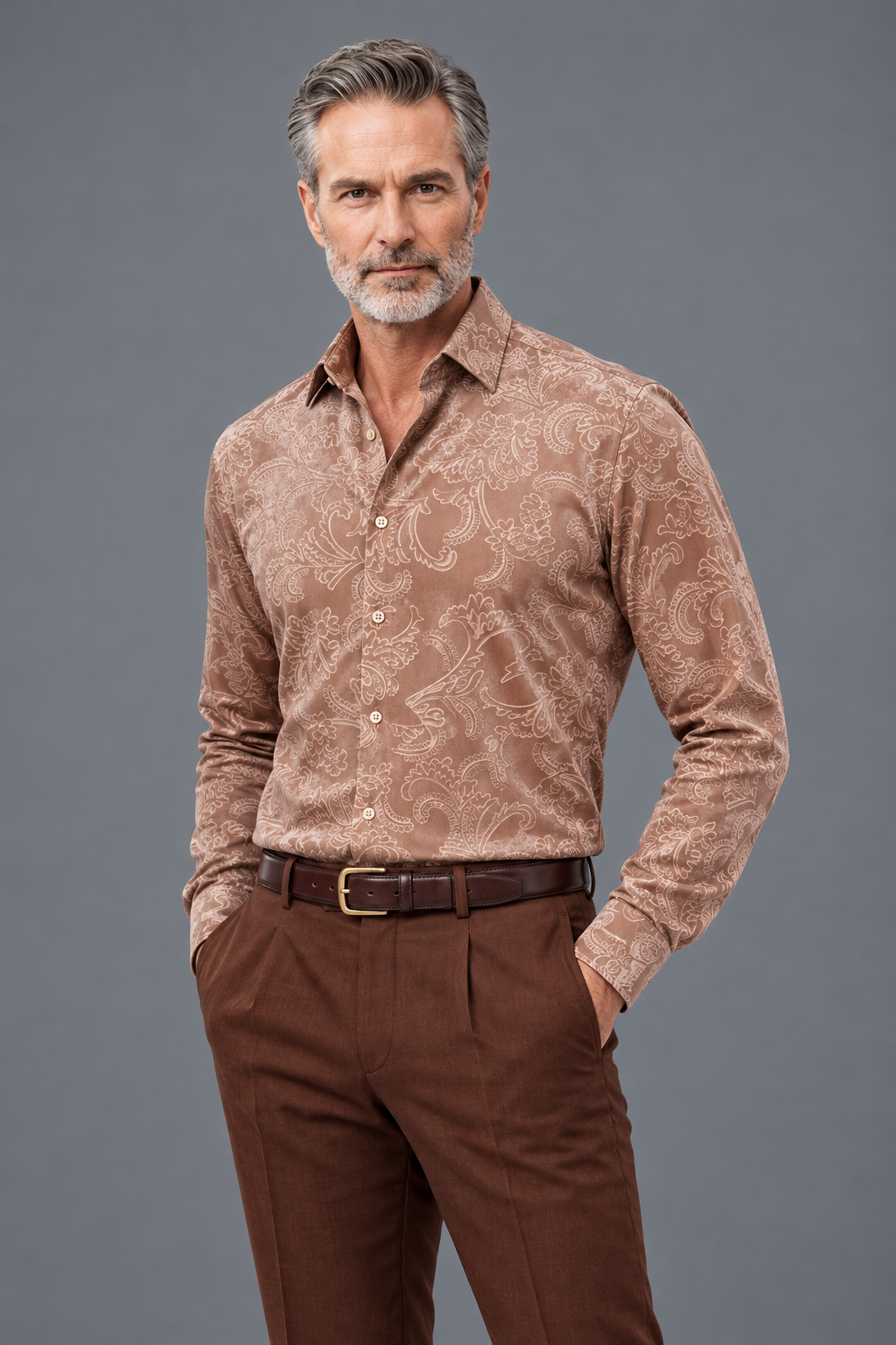 Paisley Print Long-Sleeve Button-Down Shirt