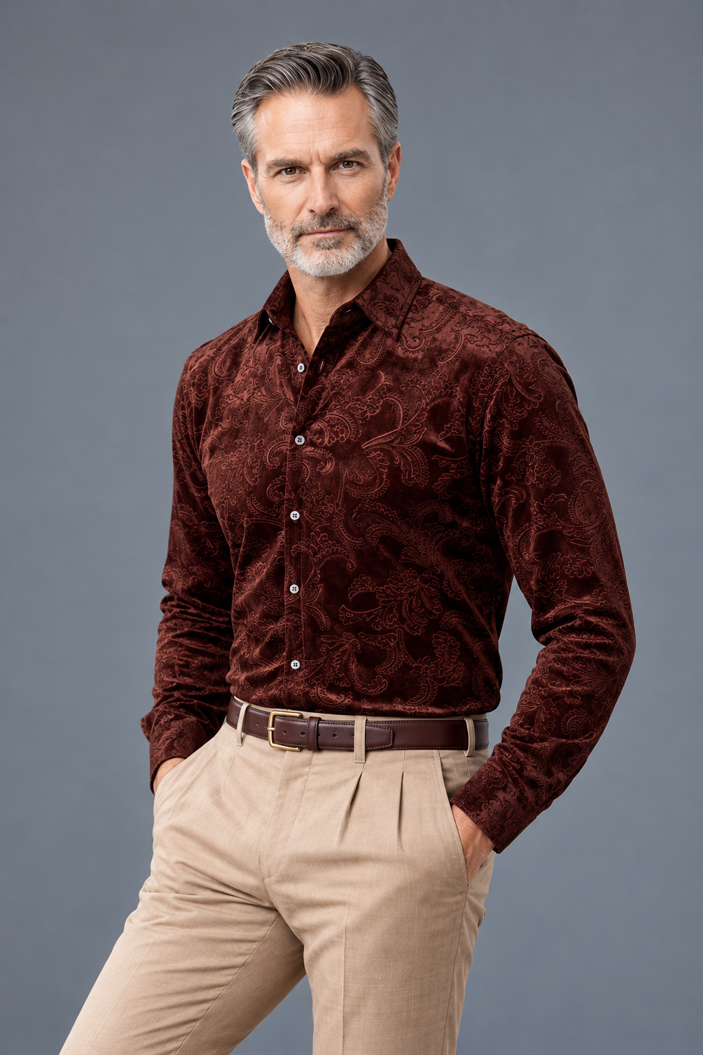 Paisley Print Long-Sleeve Button-Down Shirt