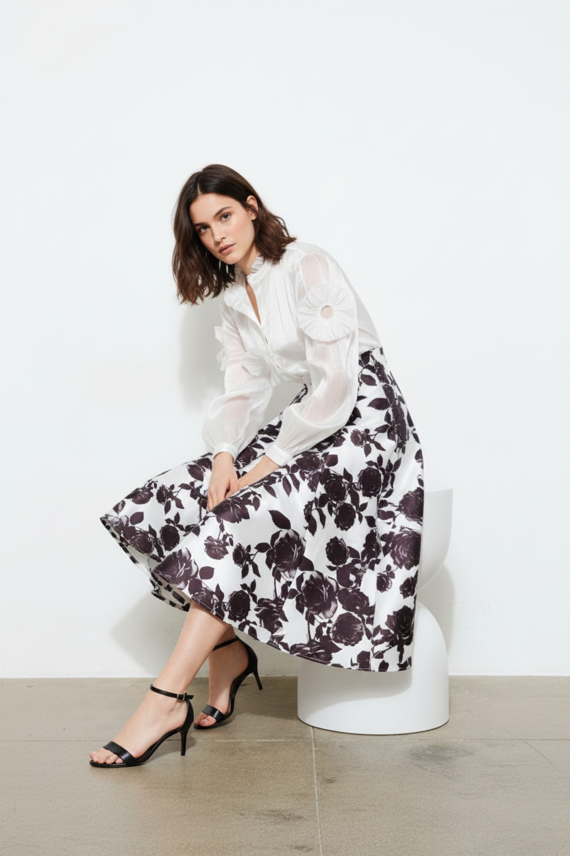 Seated editorial moment