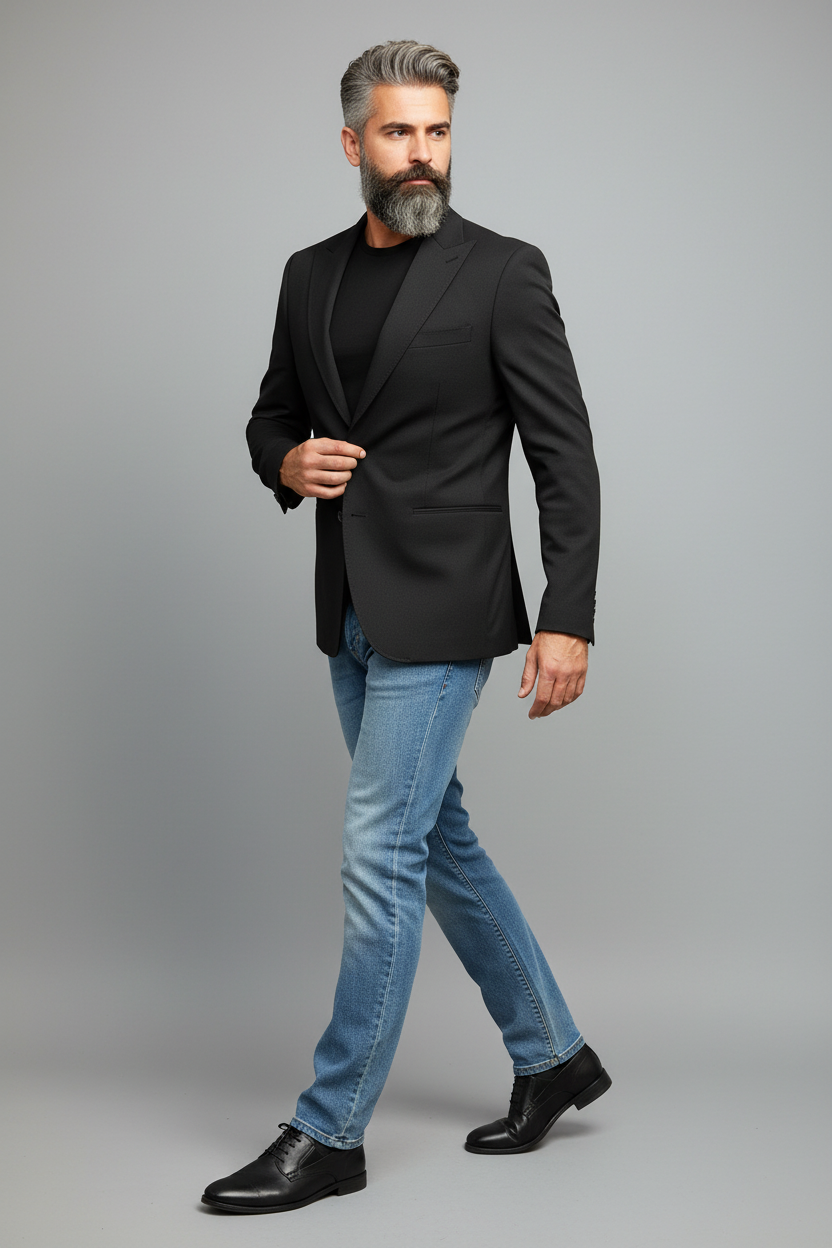 Sebastian walking pose - black blazer