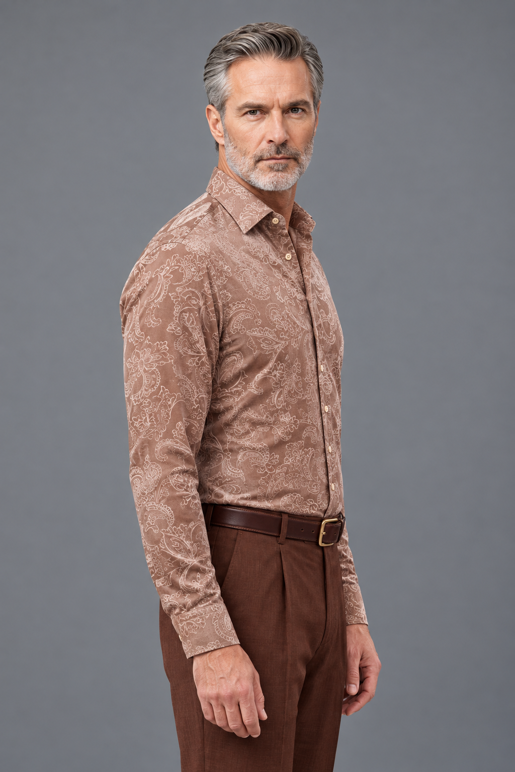 Paisley Print Long-Sleeve Button-Down Shirt