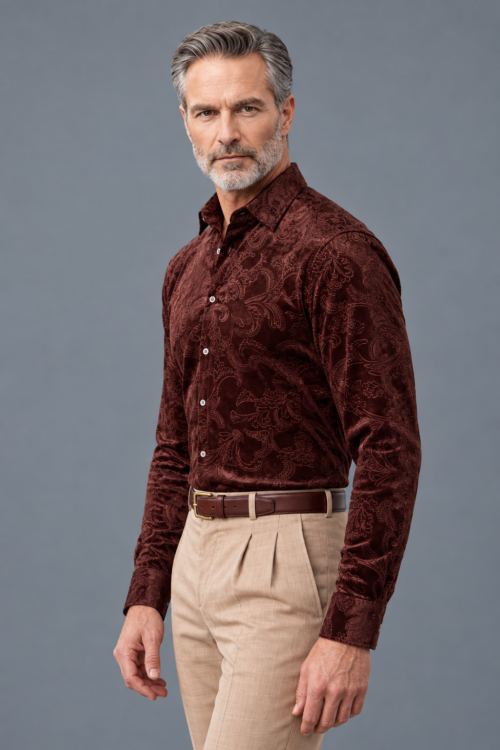 Paisley Print Long-Sleeve Button-Down Shirt