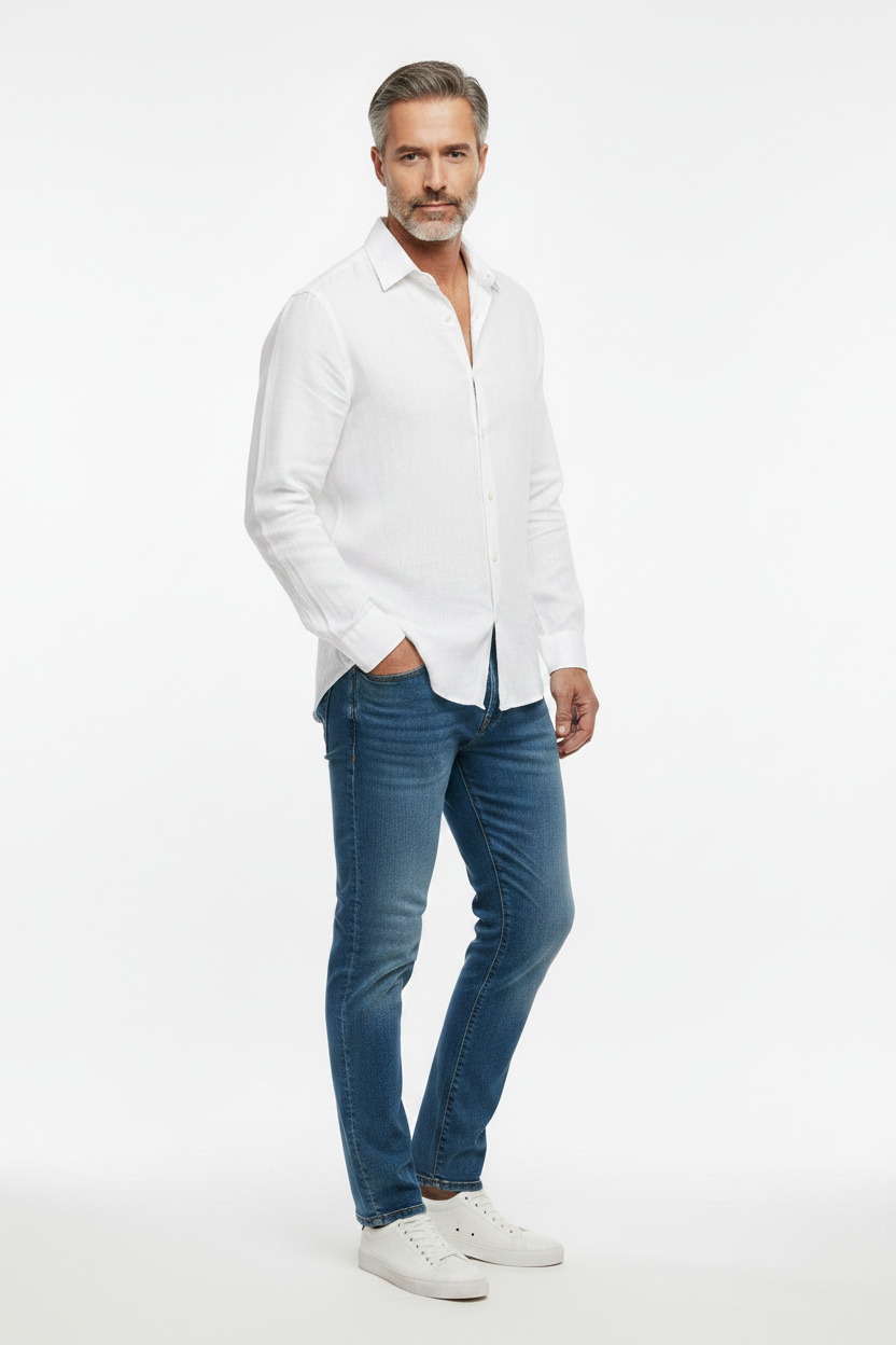 Vercini Linen Spread Collar Shirt