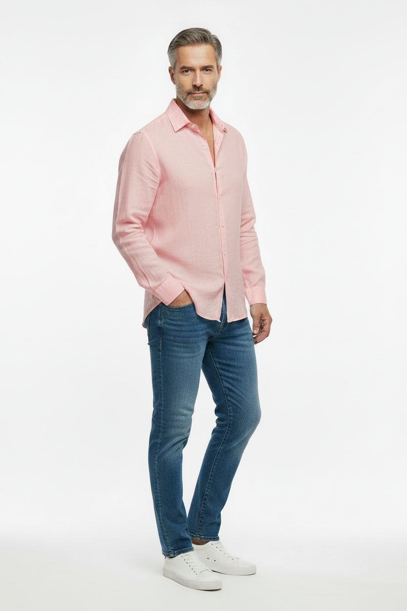 Vercini Linen Spread Collar Shirt