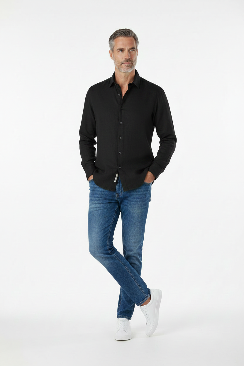 Vercini Linen Spread Collar Shirt