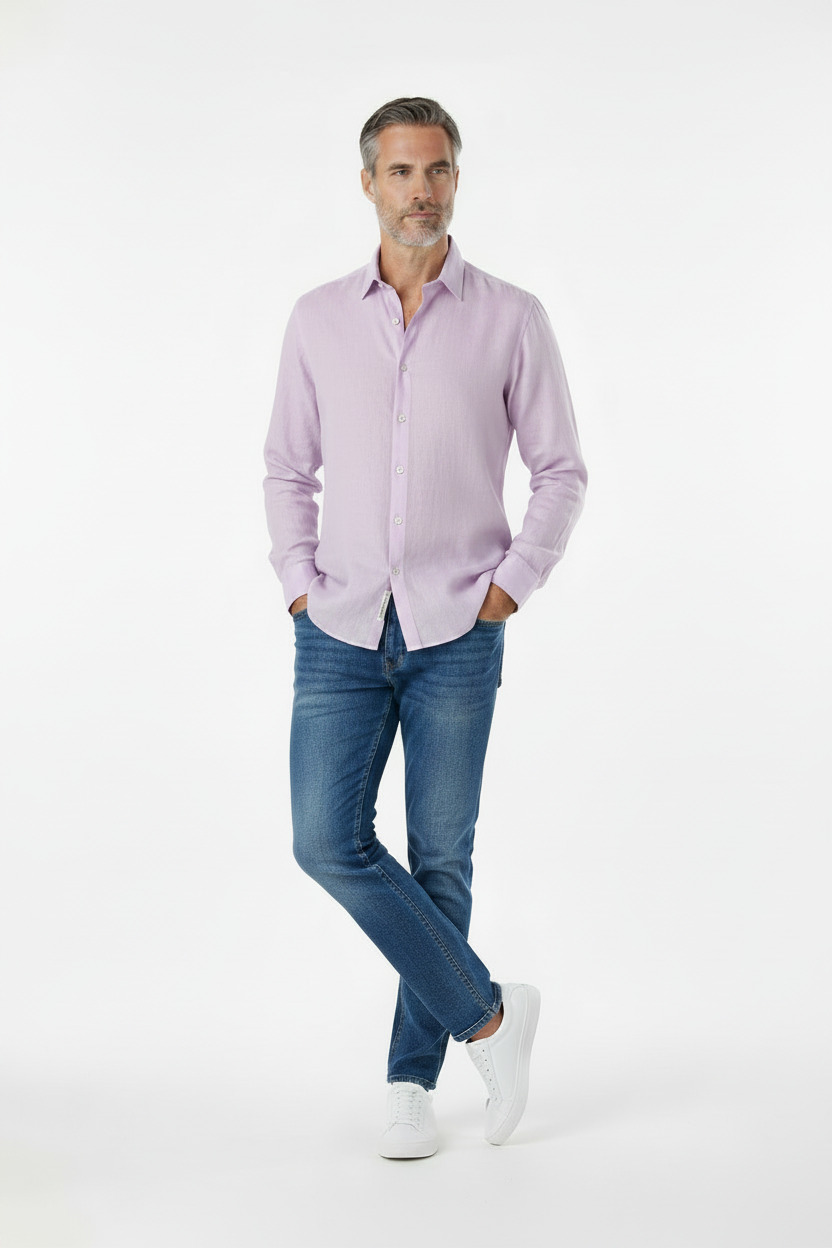 Vercini Linen Spread Collar Shirt