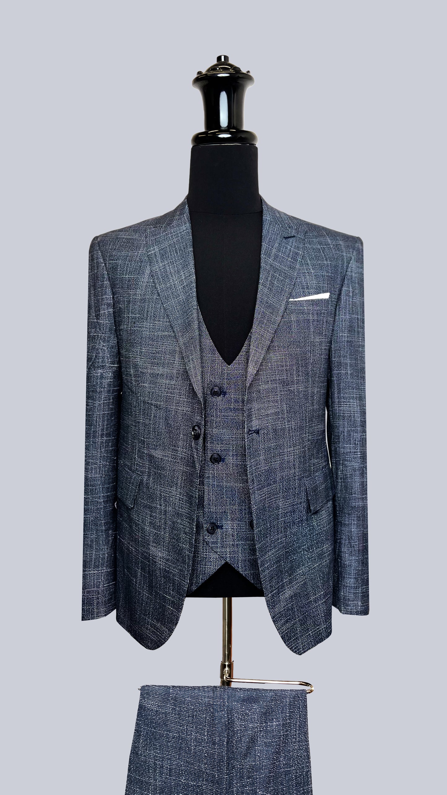 Chambray Elegance Men's Three Piece Suit by Vercini SUITS 3 Piece Suits Vercini
