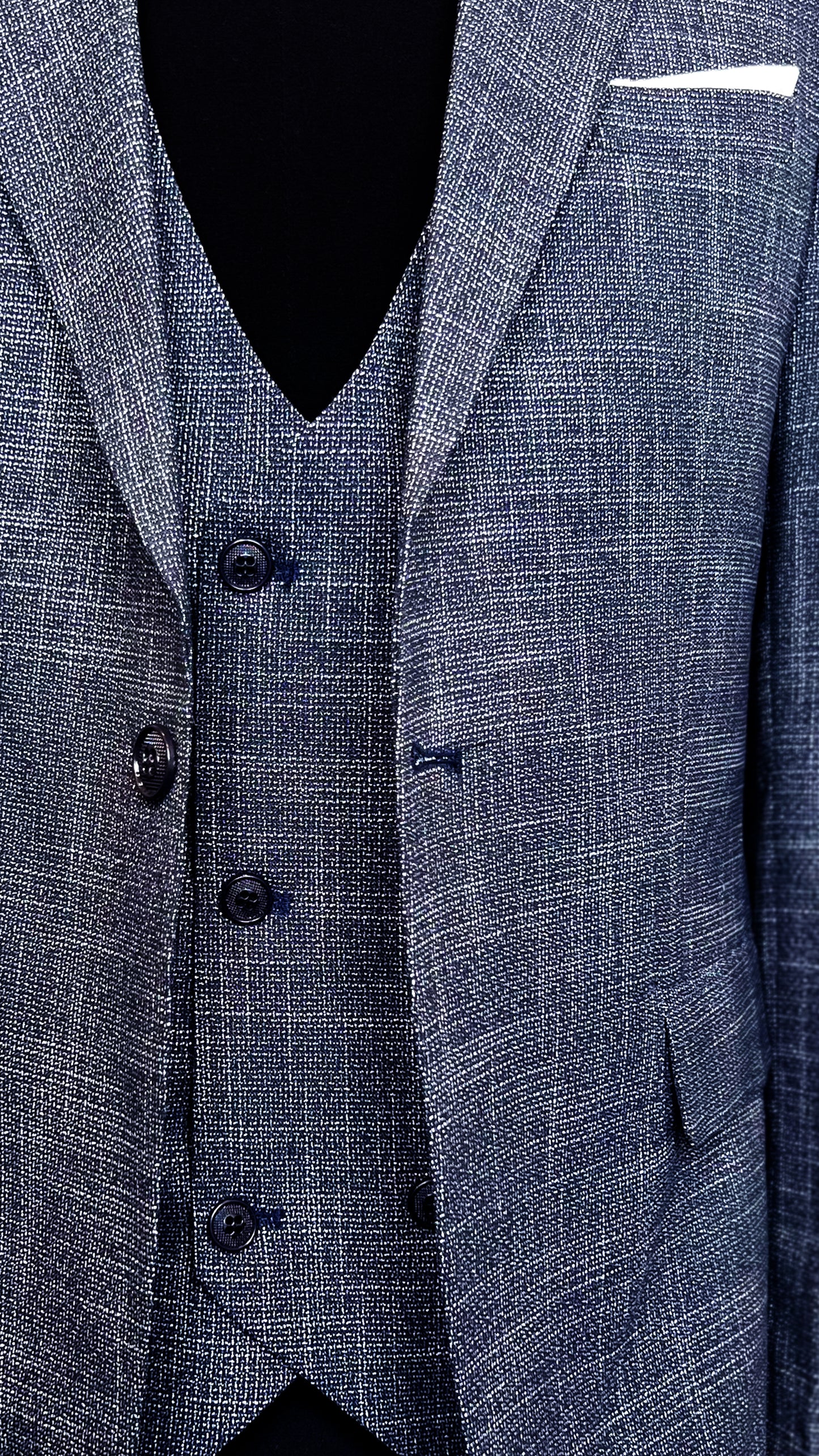 Chambray Elegance Men's Three Piece Suit by Vercini