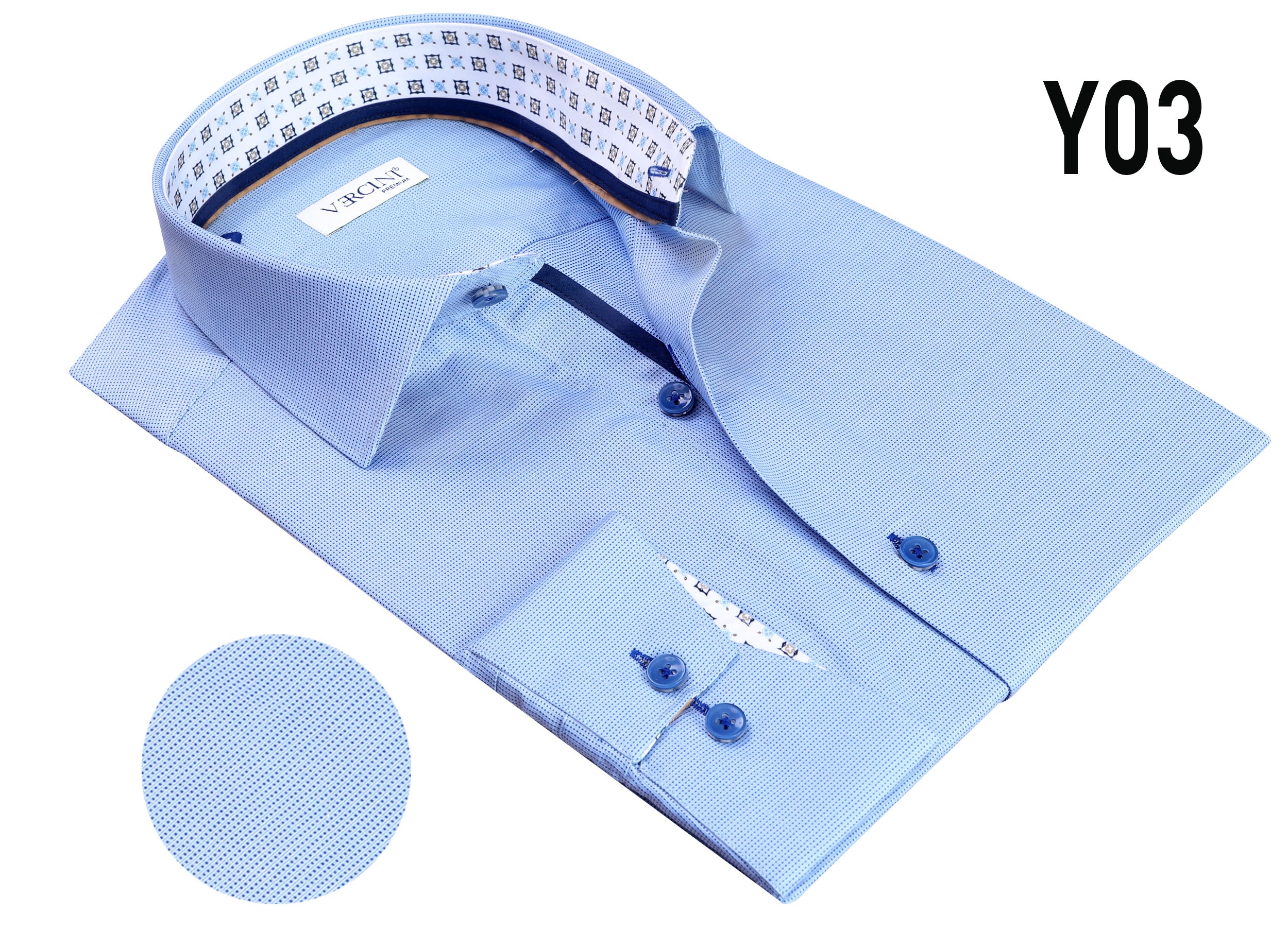 Vercini Y03 Sky Blue Microdot Dress Shirt