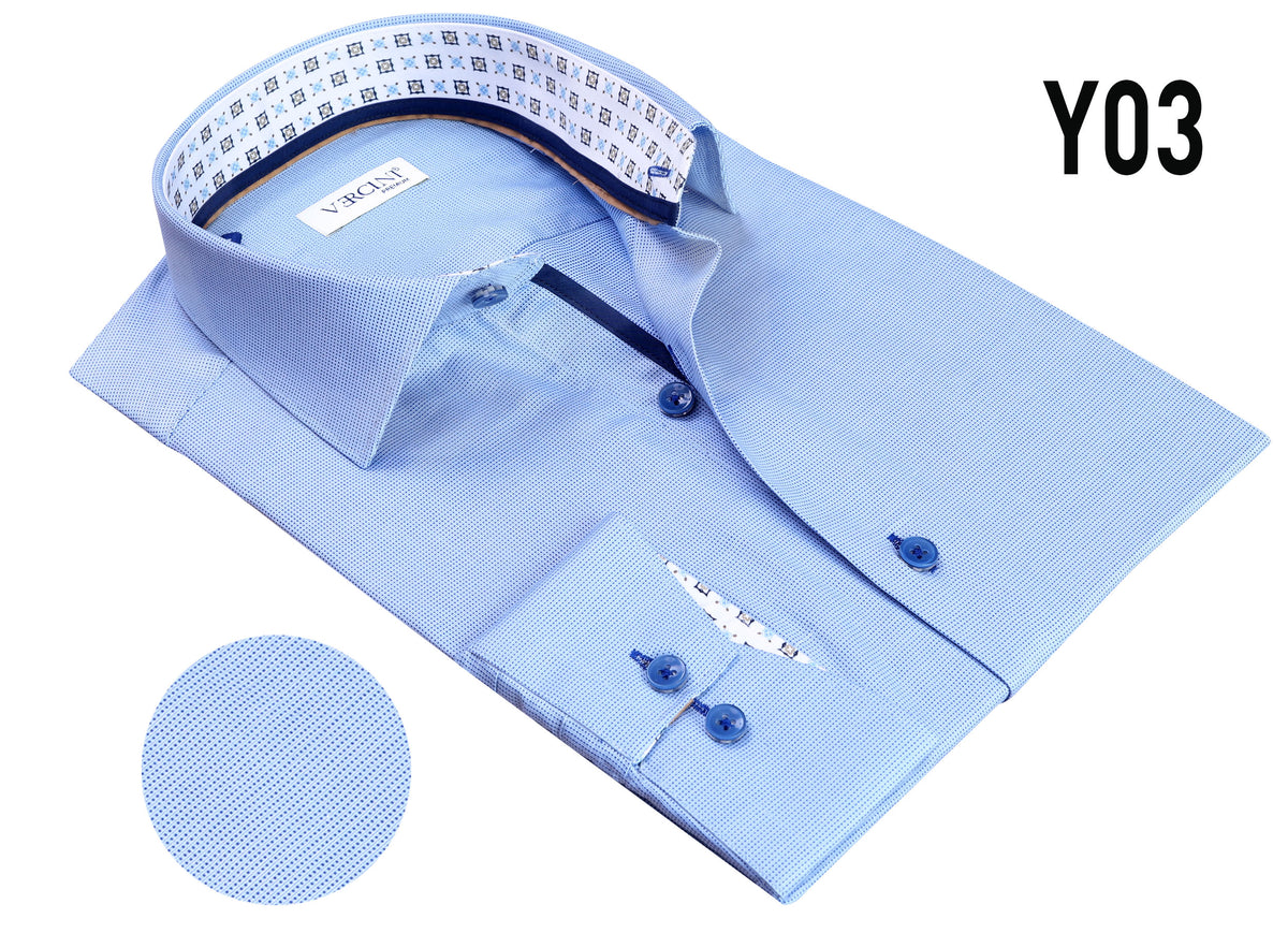 Vercini Y03 Sky Blue Microdot Dress Shirt