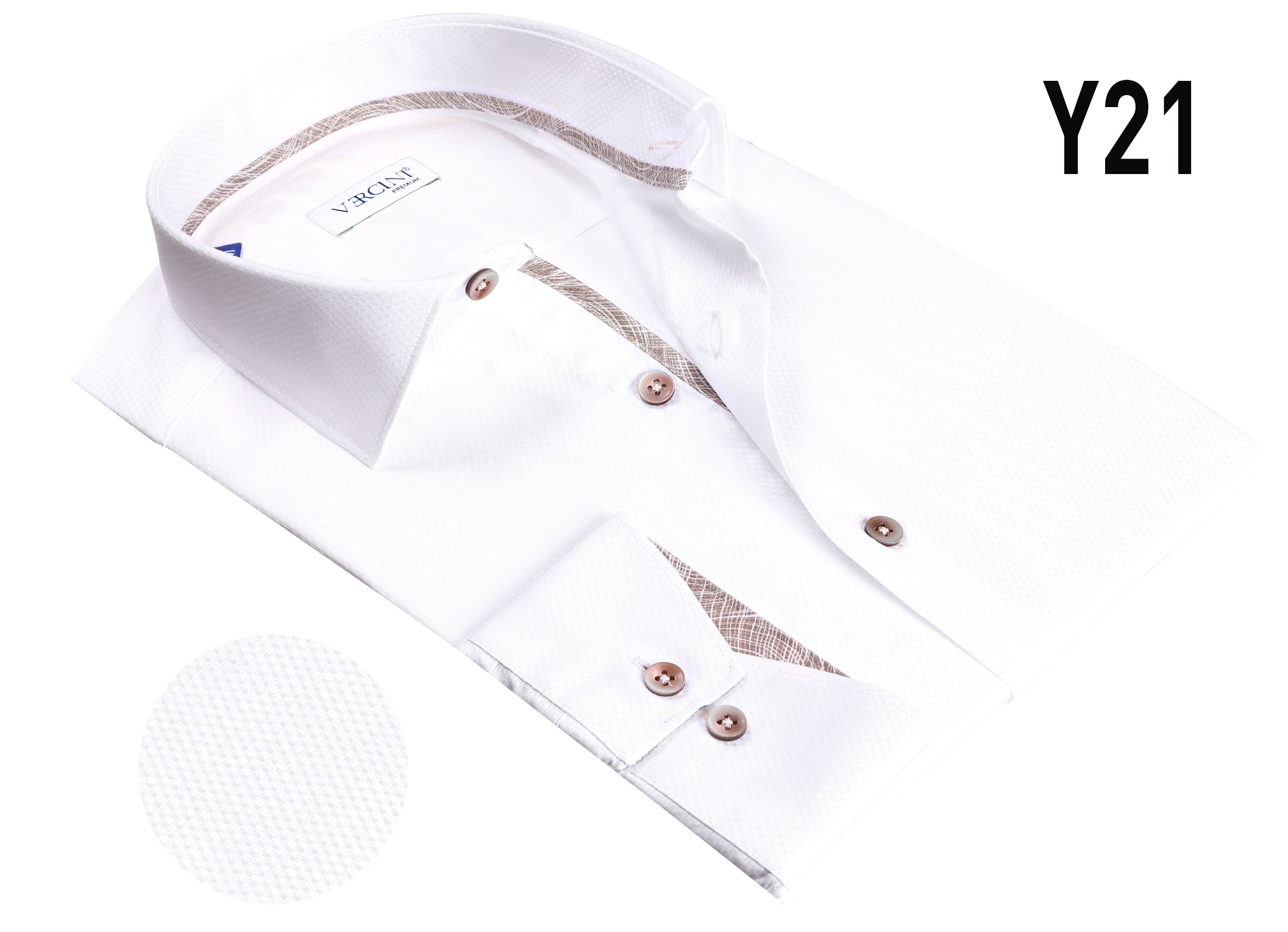 Vercini Y21 Classic White Textured Shirt