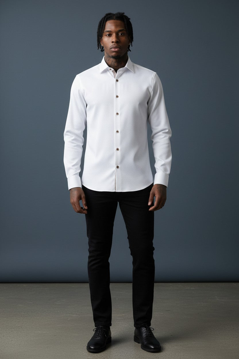 Vercini Y21 Classic White Textured Shirt