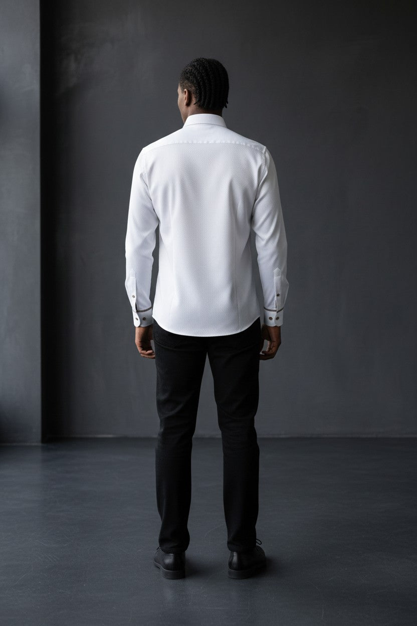 Vercini Y21 Classic White Textured Shirt