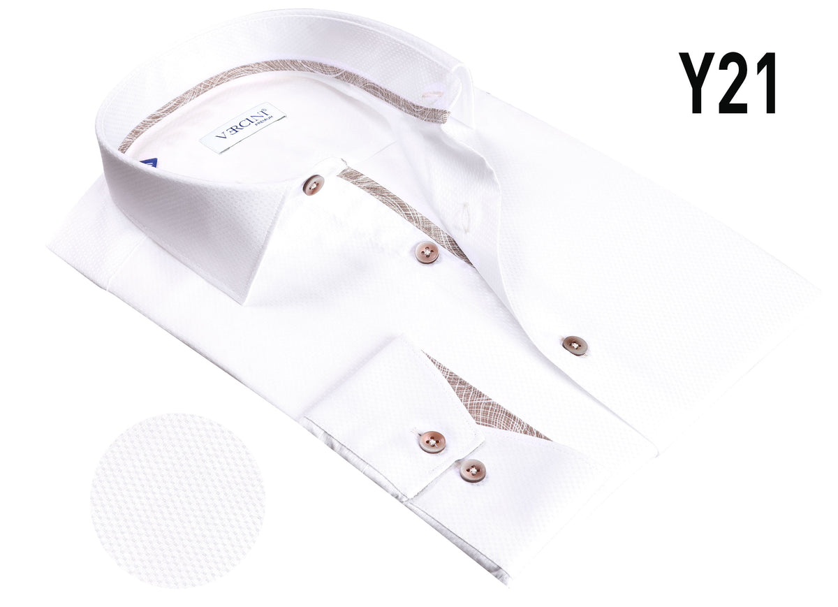 Vercini Y21 Classic White Textured Shirt