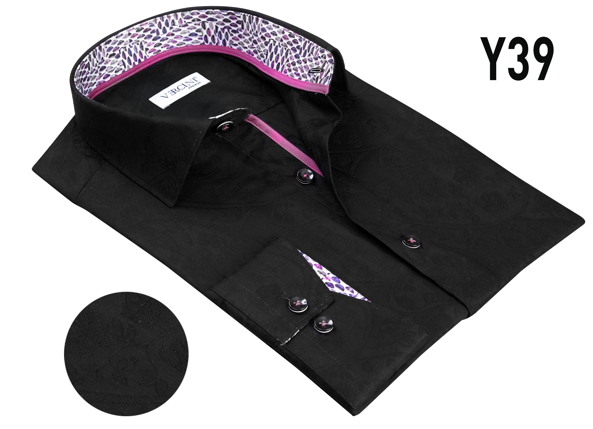 Vercini Y39 Black Jacquard Luxe Shirt