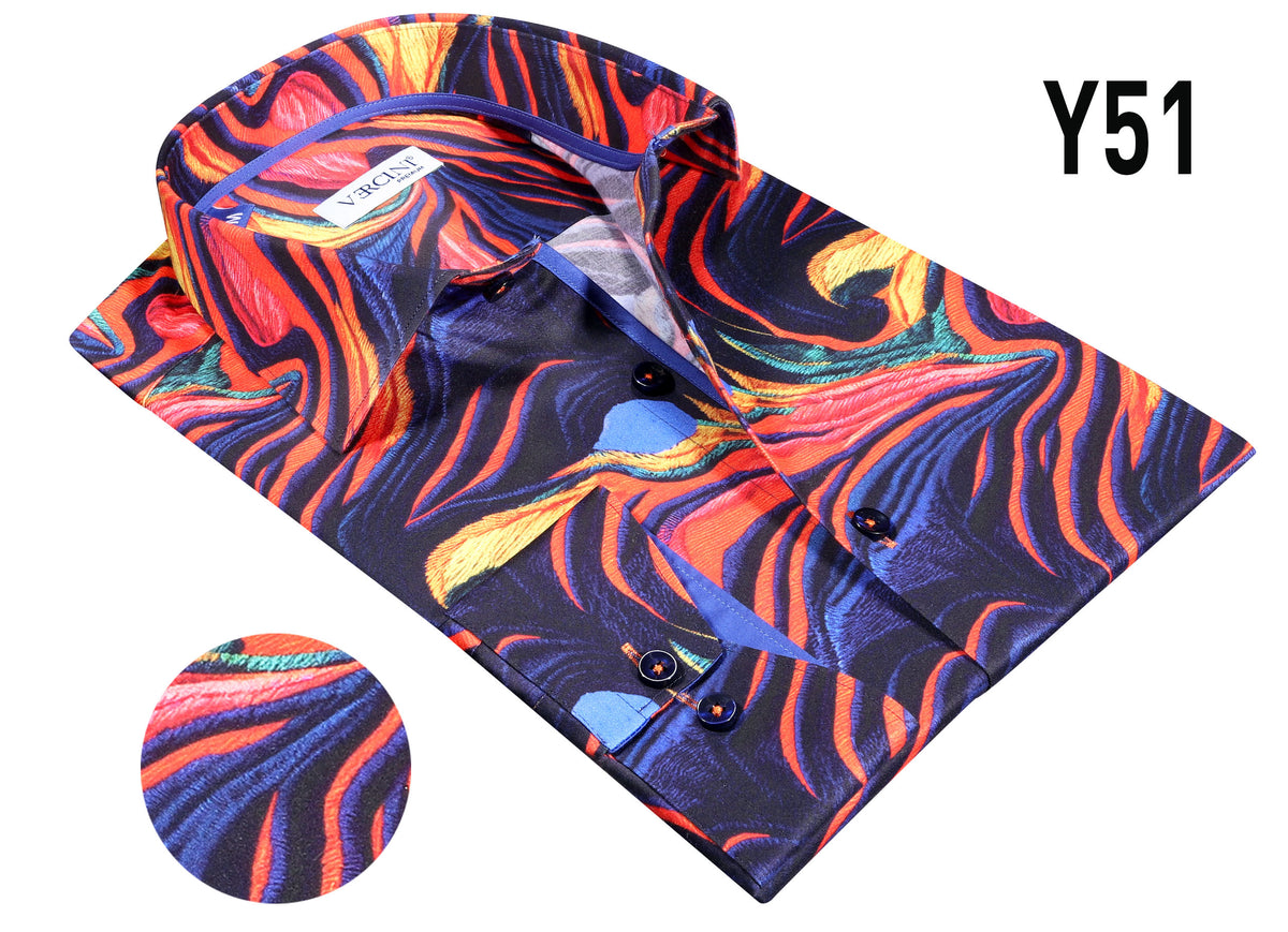 Vercini Y51 Electric Flame Print Shirt