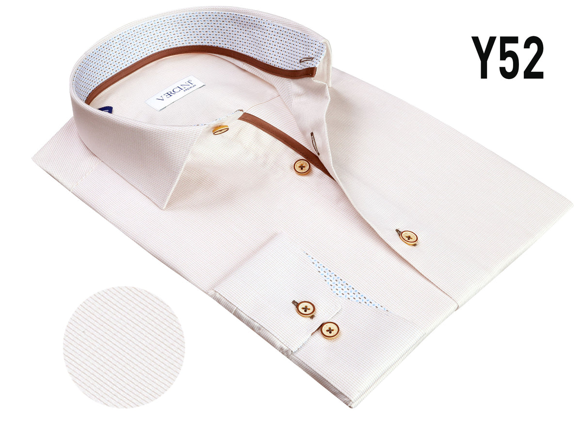 Vercini Y52 Ivory Sand Striped Shirt