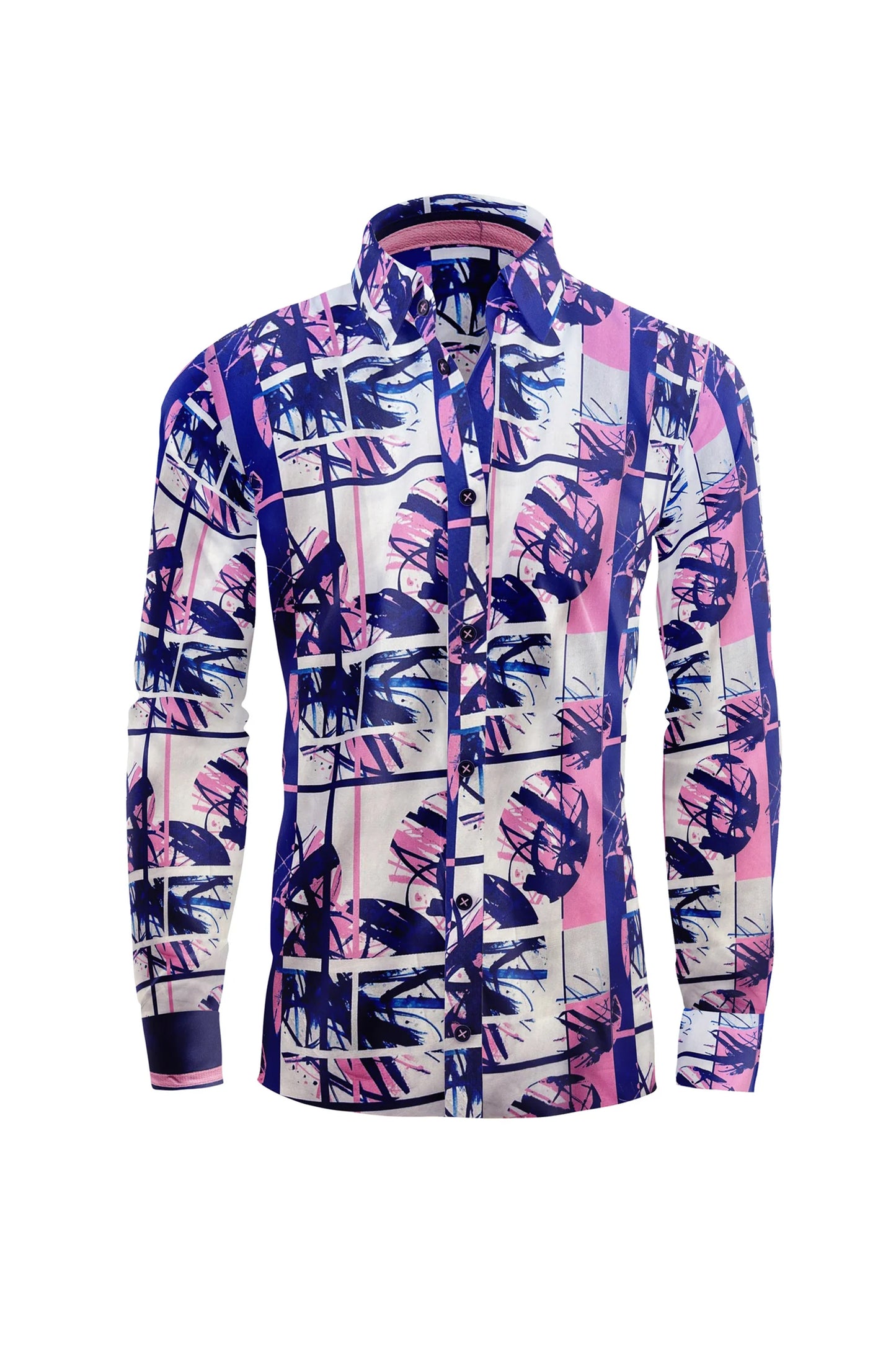 Pink Abstract Artistry Men's Casual Shirt CASUAL SHIRT On Sale 30% Off Vercini