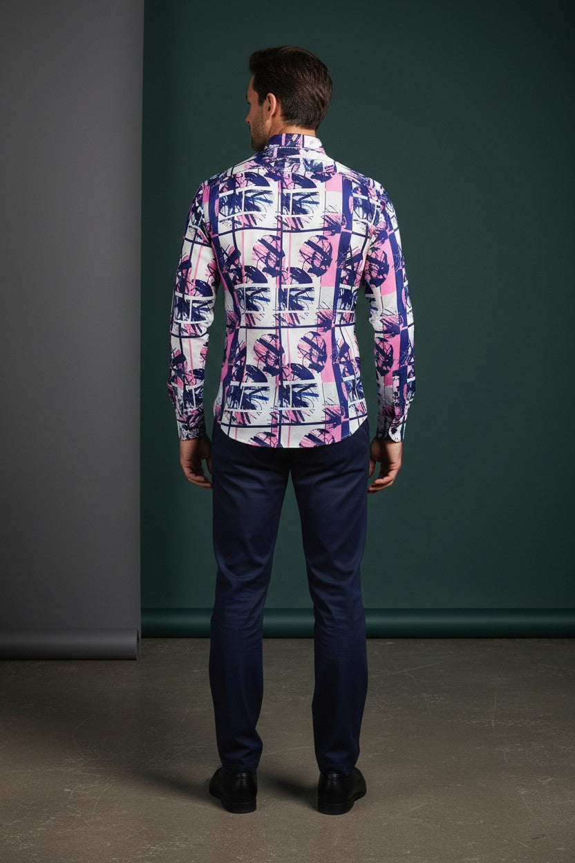 Pink Abstract Artistry Men's Casual Shirt