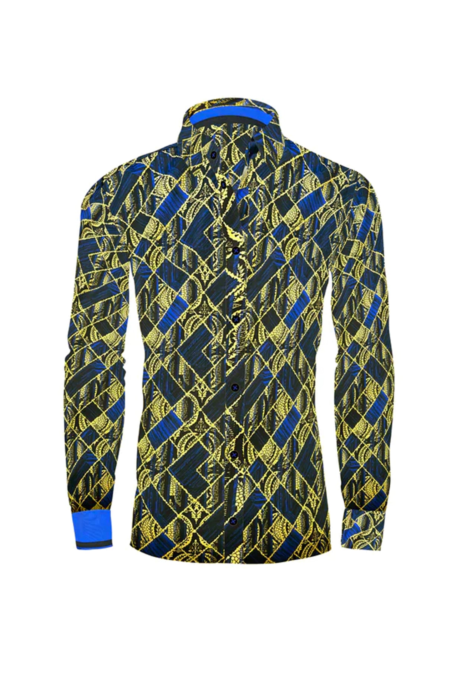 Yellow/Navy Blue Shirt with squares CASUAL SHIRT Do Vercini