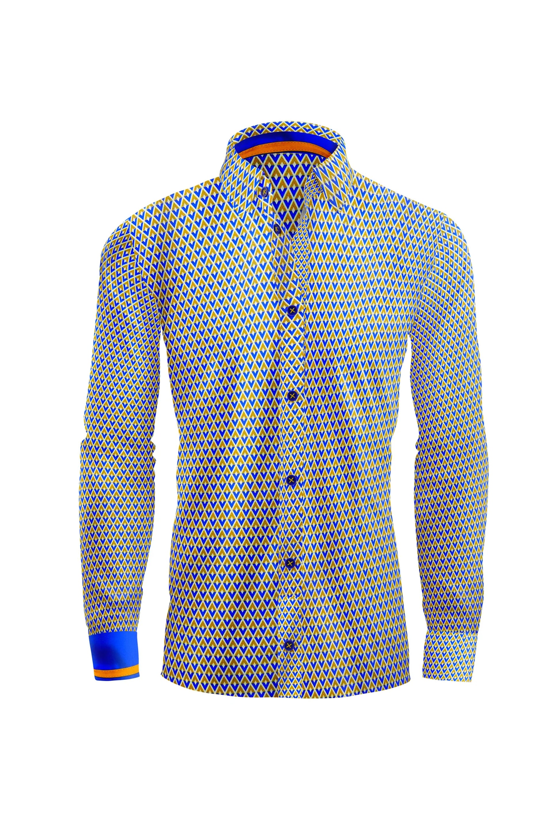 Azure Geometric Elegance Dress Shirt CASUAL SHIRT Do Vercini