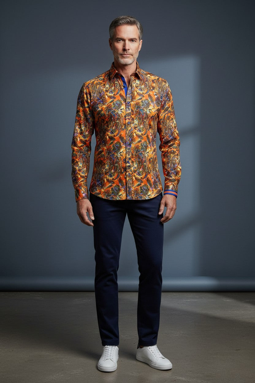 Vercini Tropical Tapestry Print Shirt