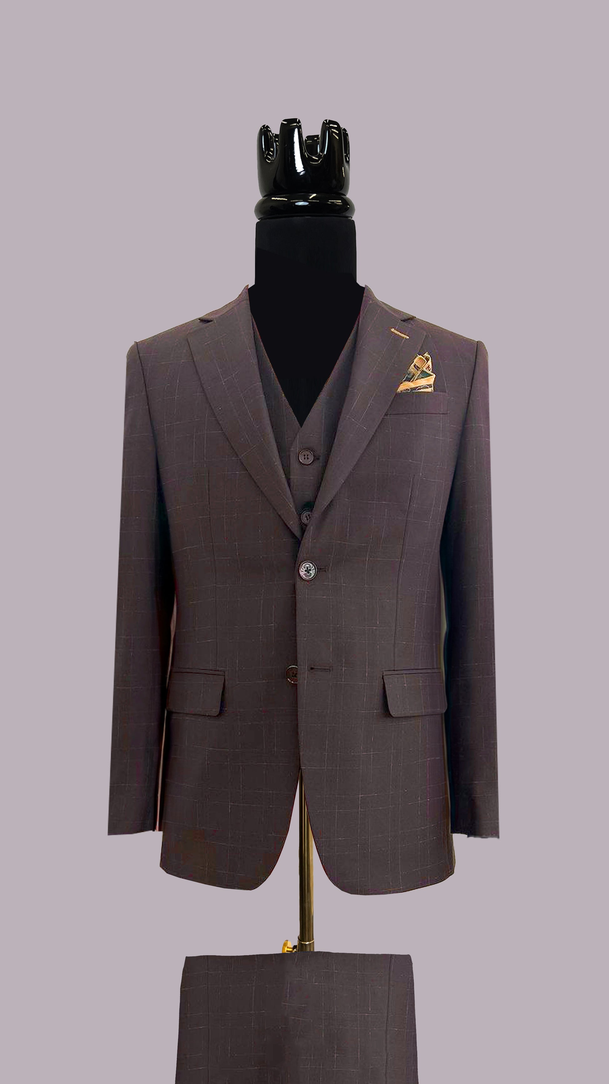 Graphite Gridlock Prestige Men's Suit By Vercini SUITS 3 Piece Suits Vercini