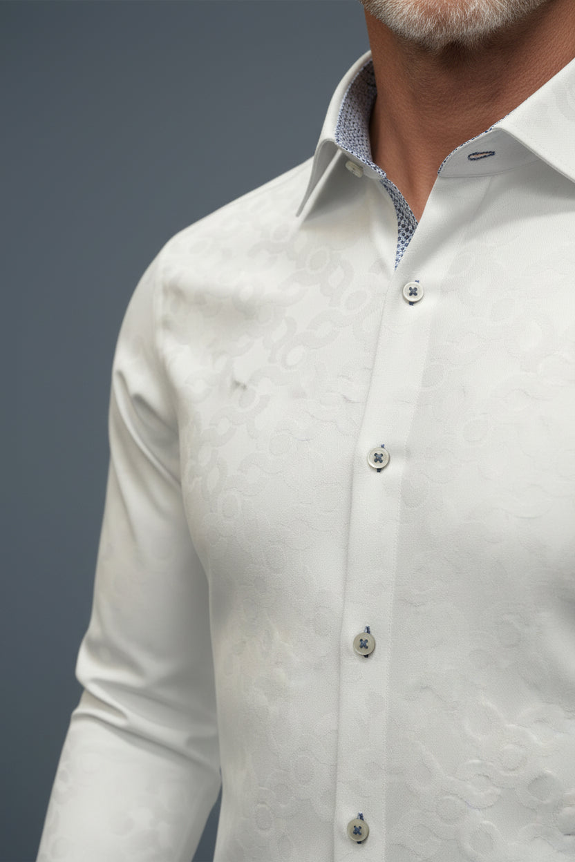 White Dress Shirt with Contrast Cuffs