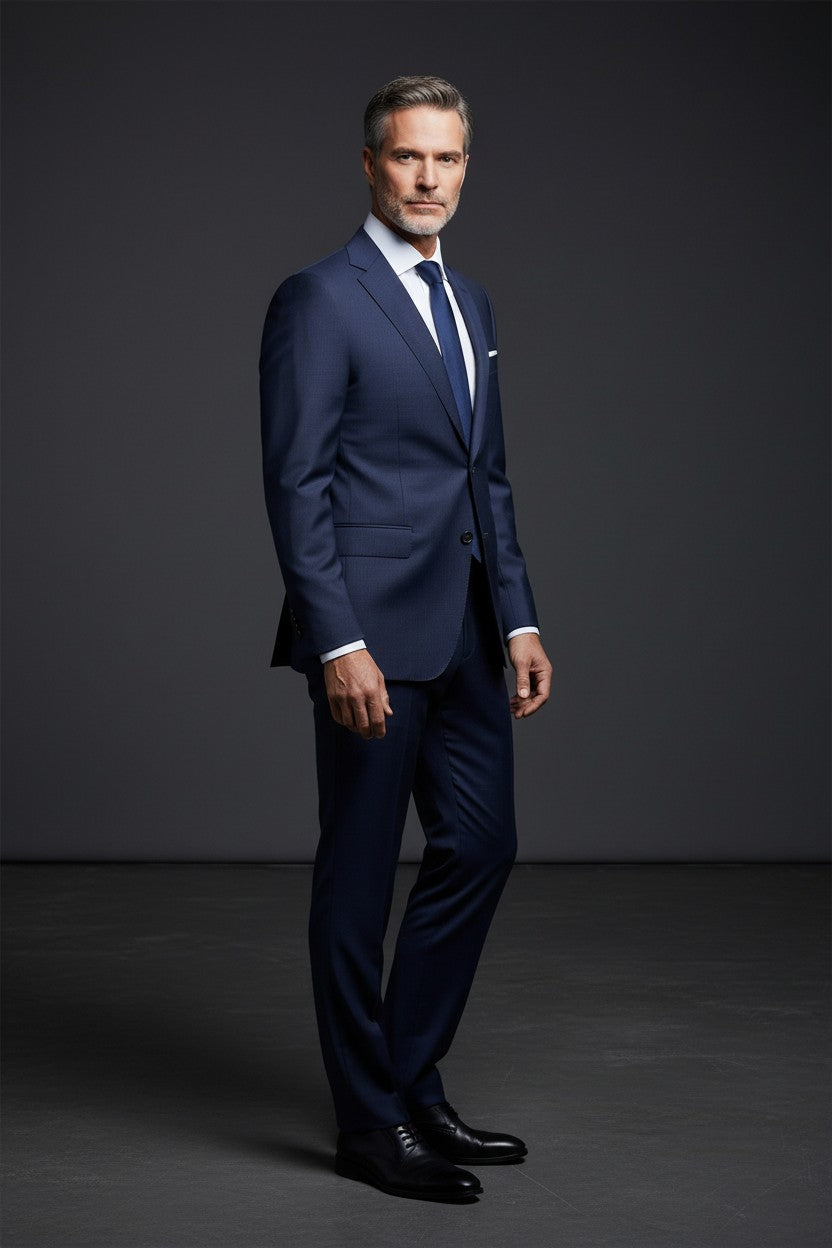 Vercini “Navy Executive Pinstripe” 100% Wool Suit – 2 Piece