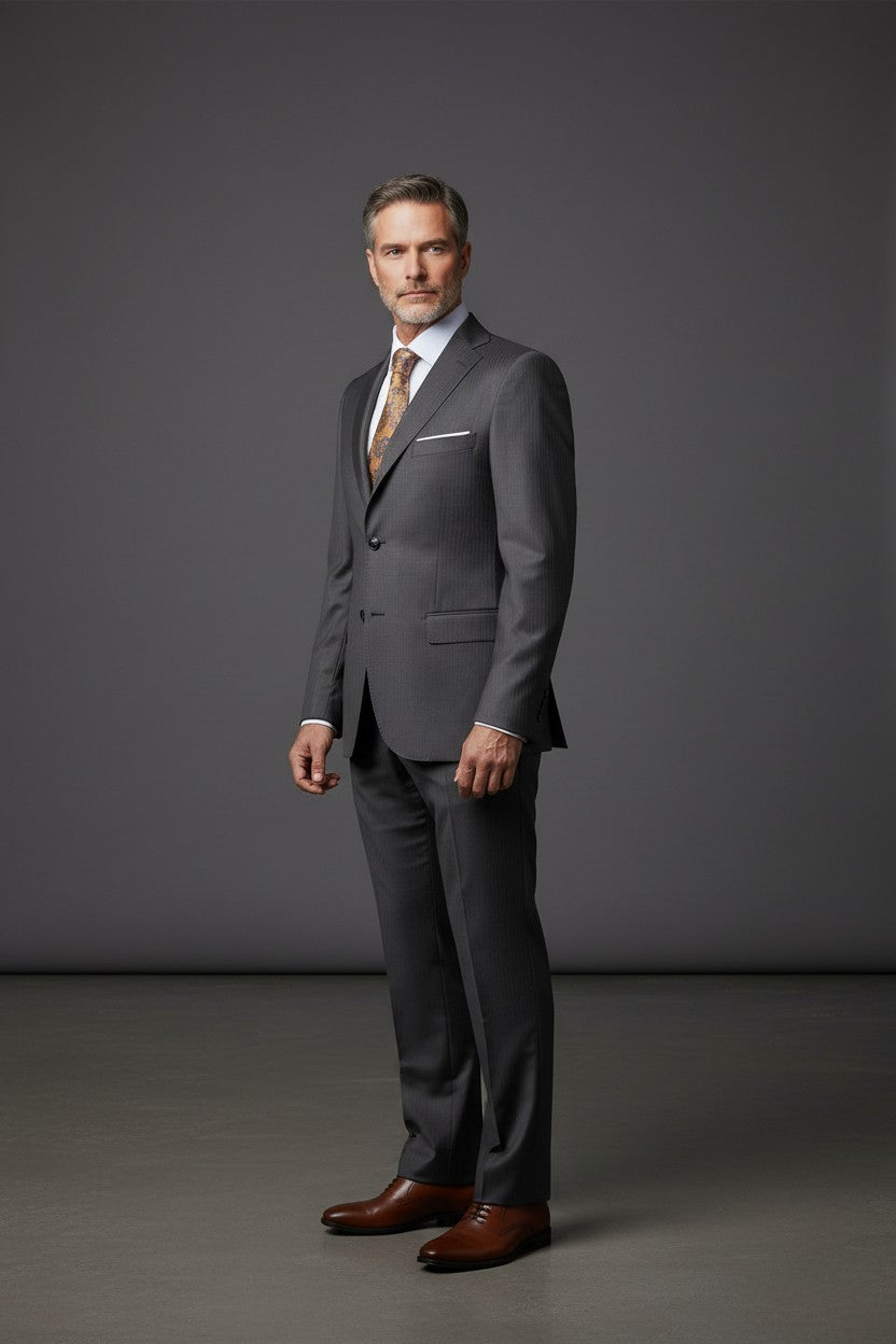 Vercini Marrone Pinstripe 100% Wool Suit – 2 Piece