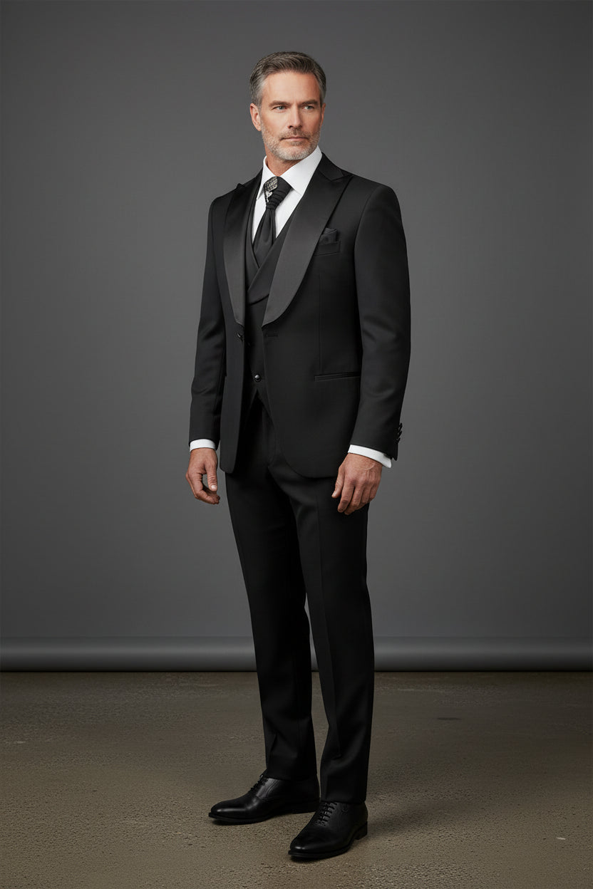 Black 4-Piece Tuxedo Set for a Timeless Look"