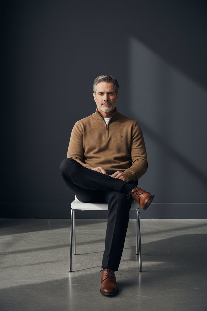 Vercini Premium Tan Quarter-Zip Pullover