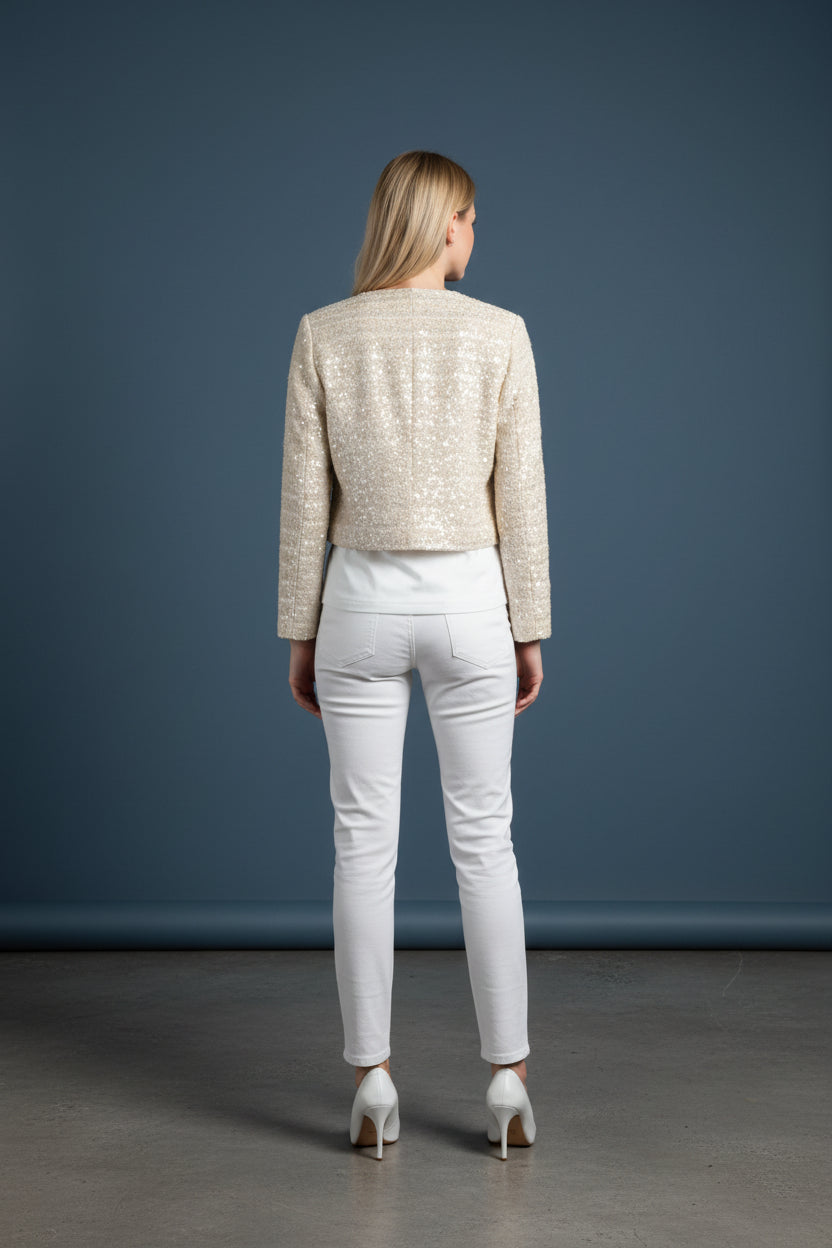 SHIMMERING MESH SLEEVES BLAZER