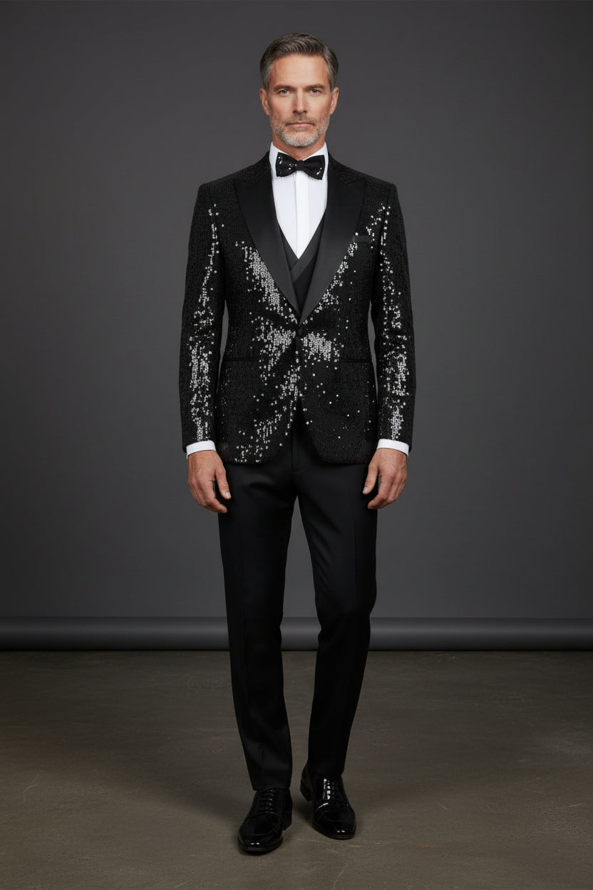 Black Tuxedo with Vest - Classic Formal Suit