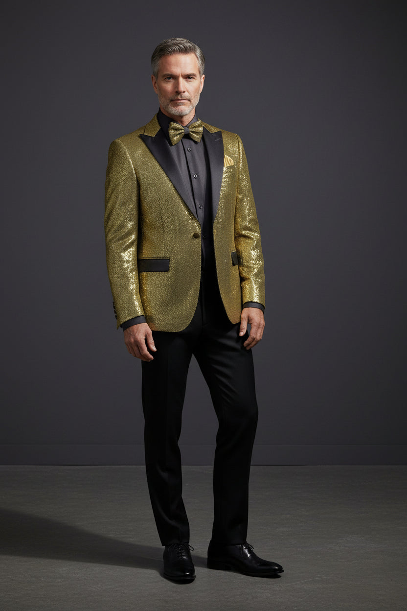 Vercini Gold Tuxedo Suit - Premium Metallic Evening Wear