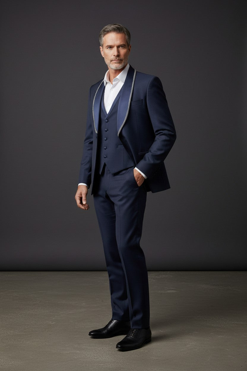 Midnight Sapphire Elegance Men's Tuxedo by Vercini